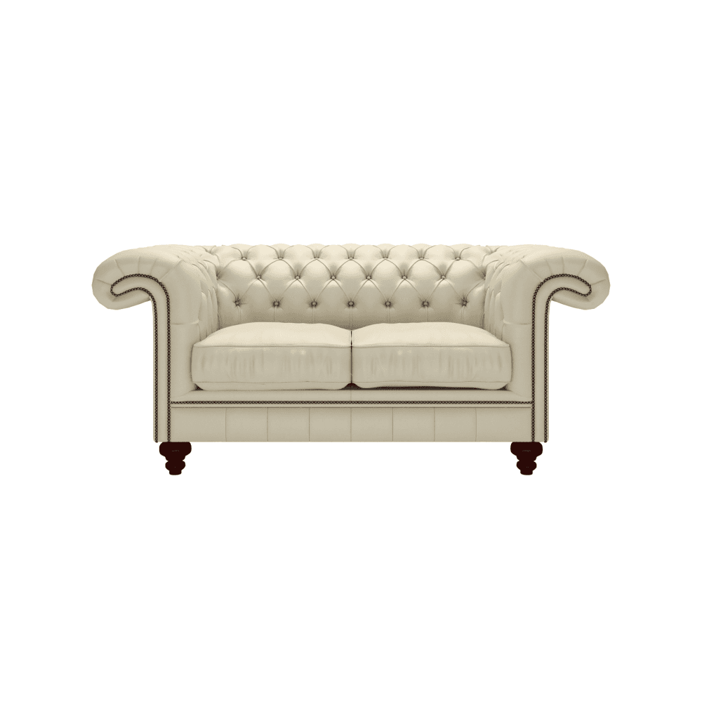 Sofa by Saxon - Heritage Chesterfield Rochester 2 Seater Sofa - Handcrafted Leather – Birch Ivory - EB London