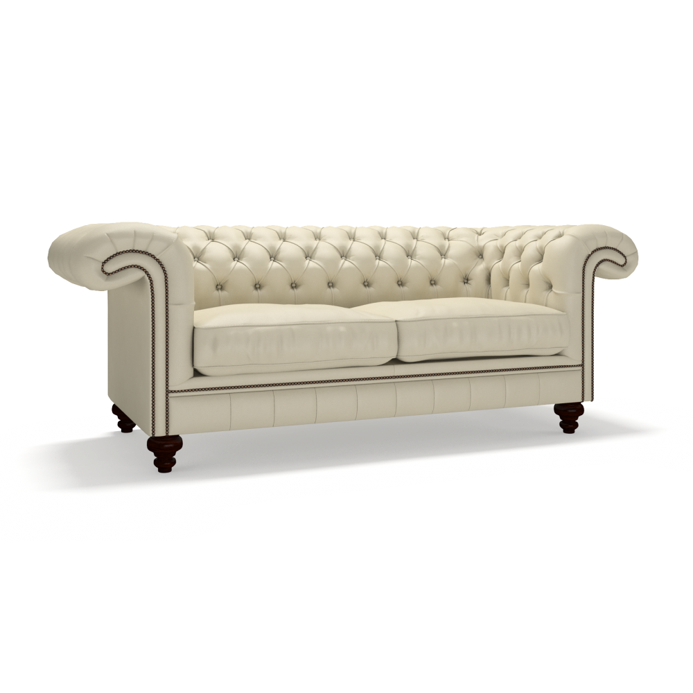 Sofa by Saxon - Heritage Chesterfield Rochester 3 Seater Sofa - Handcrafted Leather – Birch Ivory - EB London