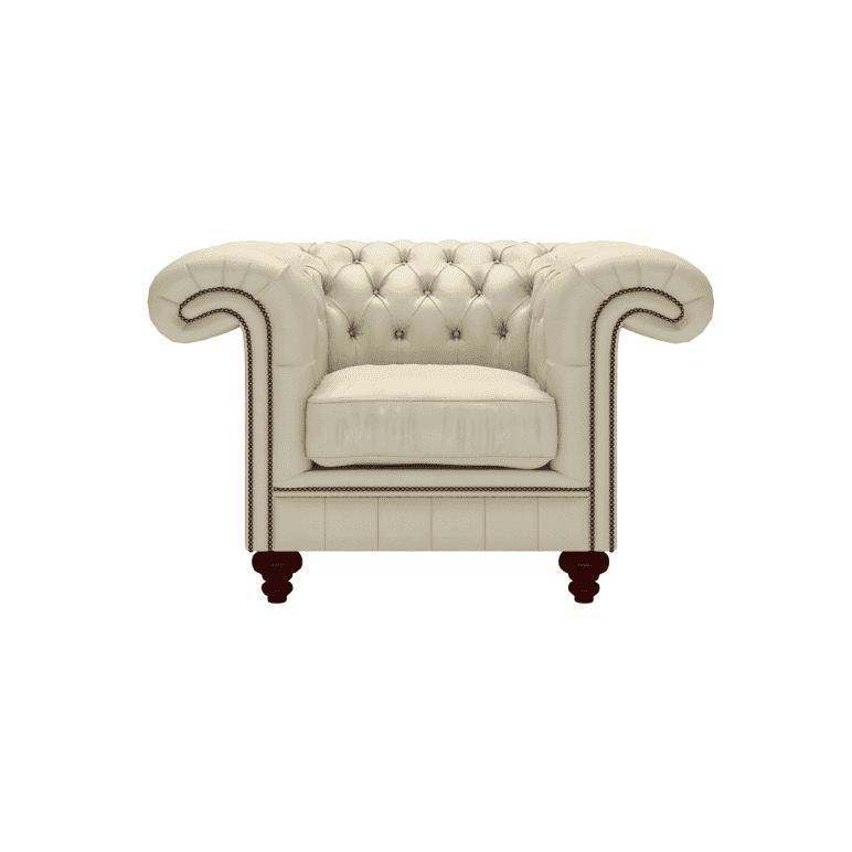 Sofa by Saxon - Heritage Chesterfield Rochester Chair - Handcrafted Leather – Birch Ivory - EB London