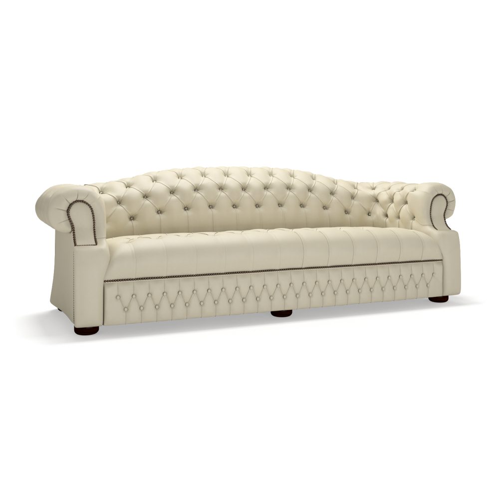 Sofa by Saxon - Sandringham 4 Seater Sofa - Hand-Burnished Leather - Birch Ivory - EB London