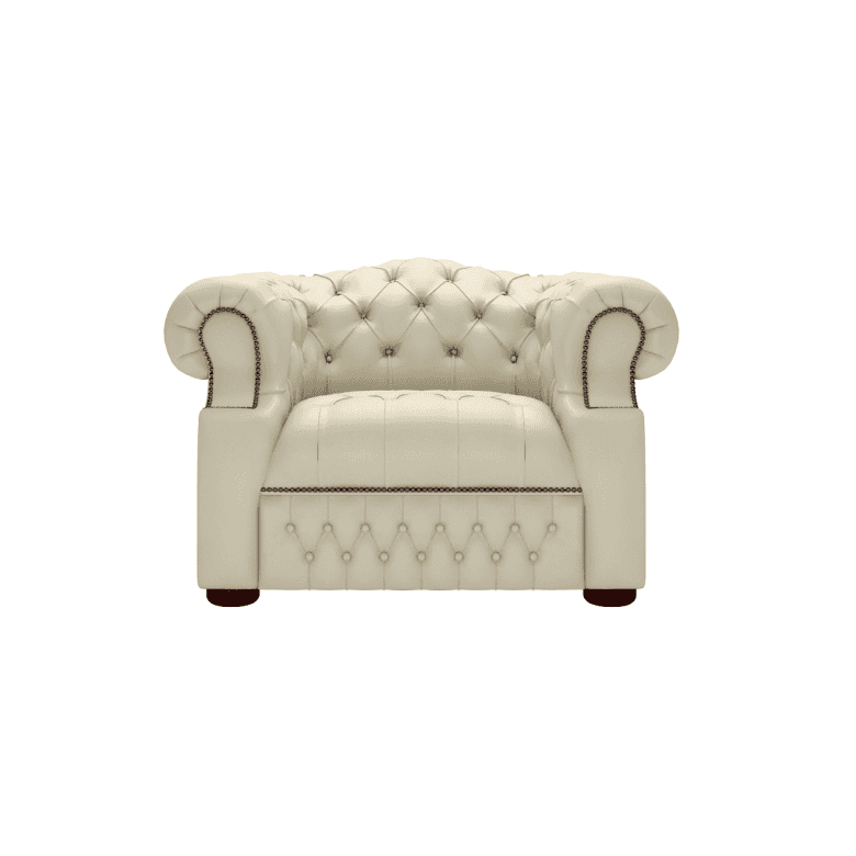 Sofa by Saxon - Sandringham Chair - Hand-Burnished Leather - Birch Ivory - EB London