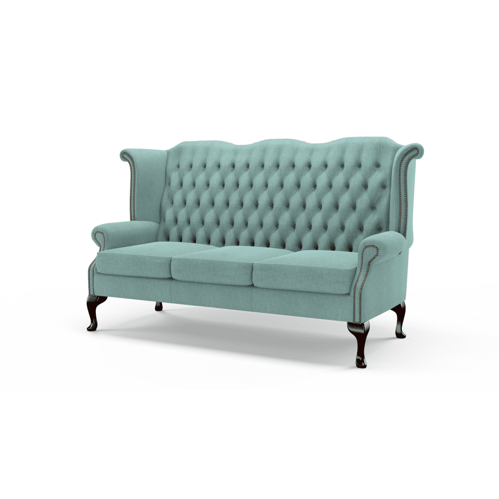 Sofa by Saxon - Heritage Scroll 3 Seater Sofa - Hand-Burnished Leather - Paolo Peacock