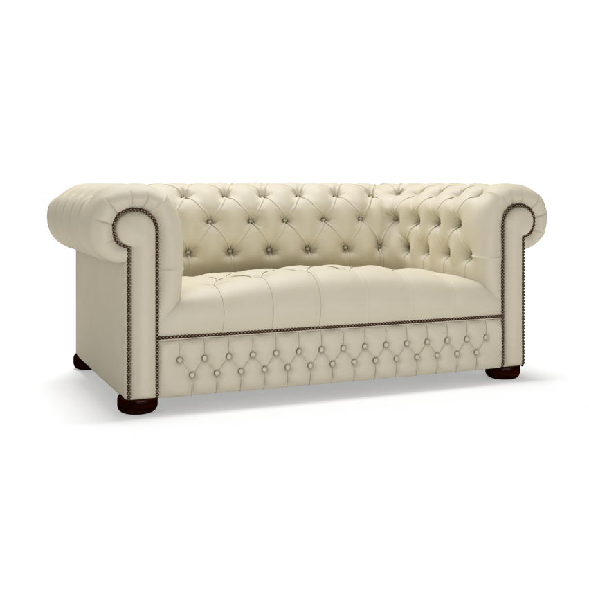 Sofa by Saxon - Heritage Stanhope 2 Seater Sofa - Handcrafted Leather – Birch Ivory - EB London