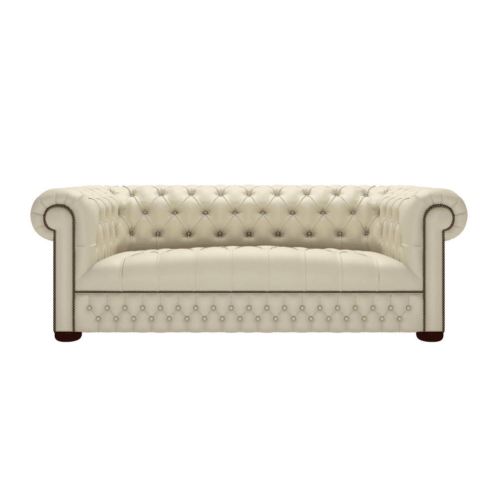 Sofa by Saxon - Heritage Stanhope 3 Seater Sofa - Handcrafted Leather – Birch Ivory - EB London