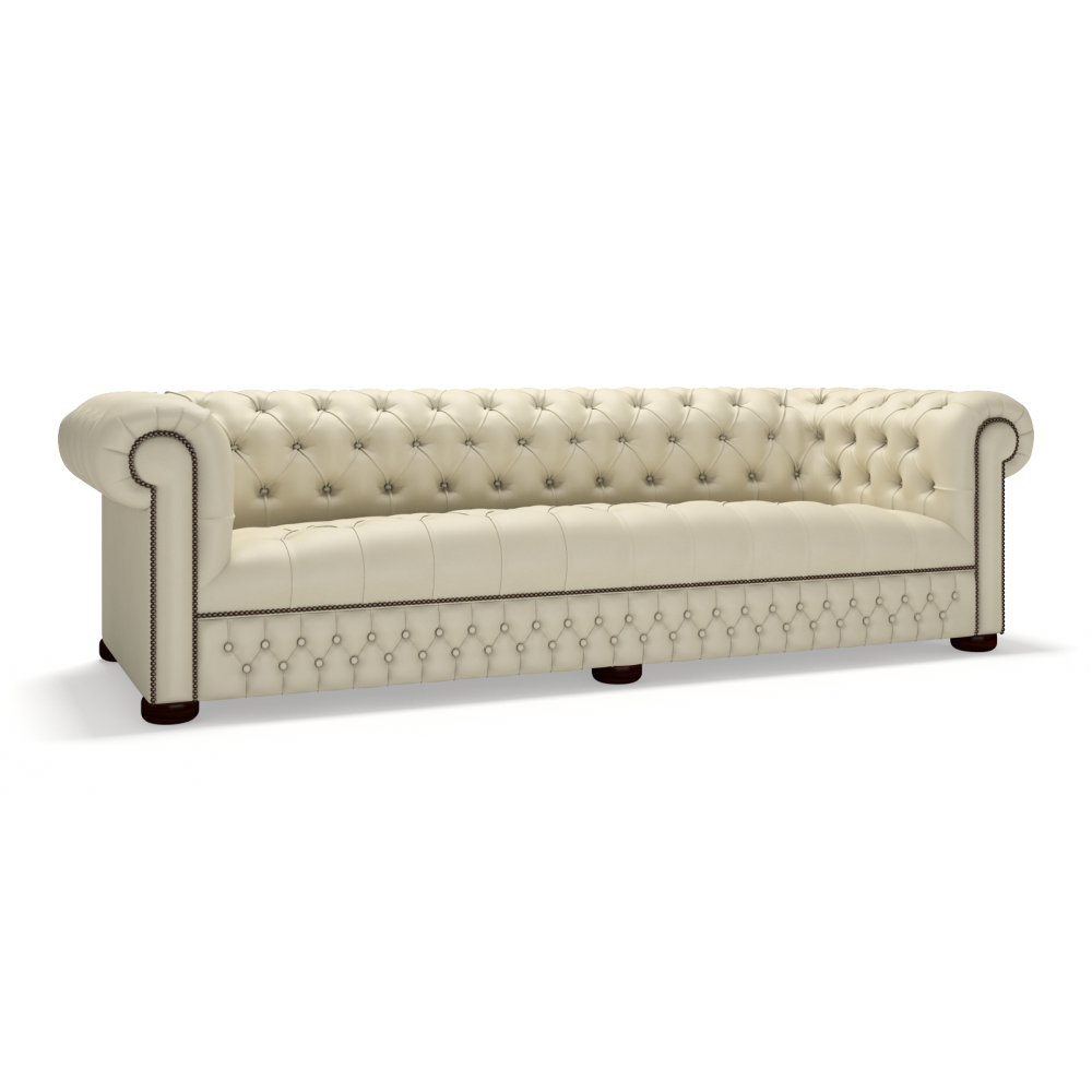 Sofa by Saxon - Heritage Stanhope 4 Seater Sofa - Handcrafted Leather – Birch Ivory - EB London