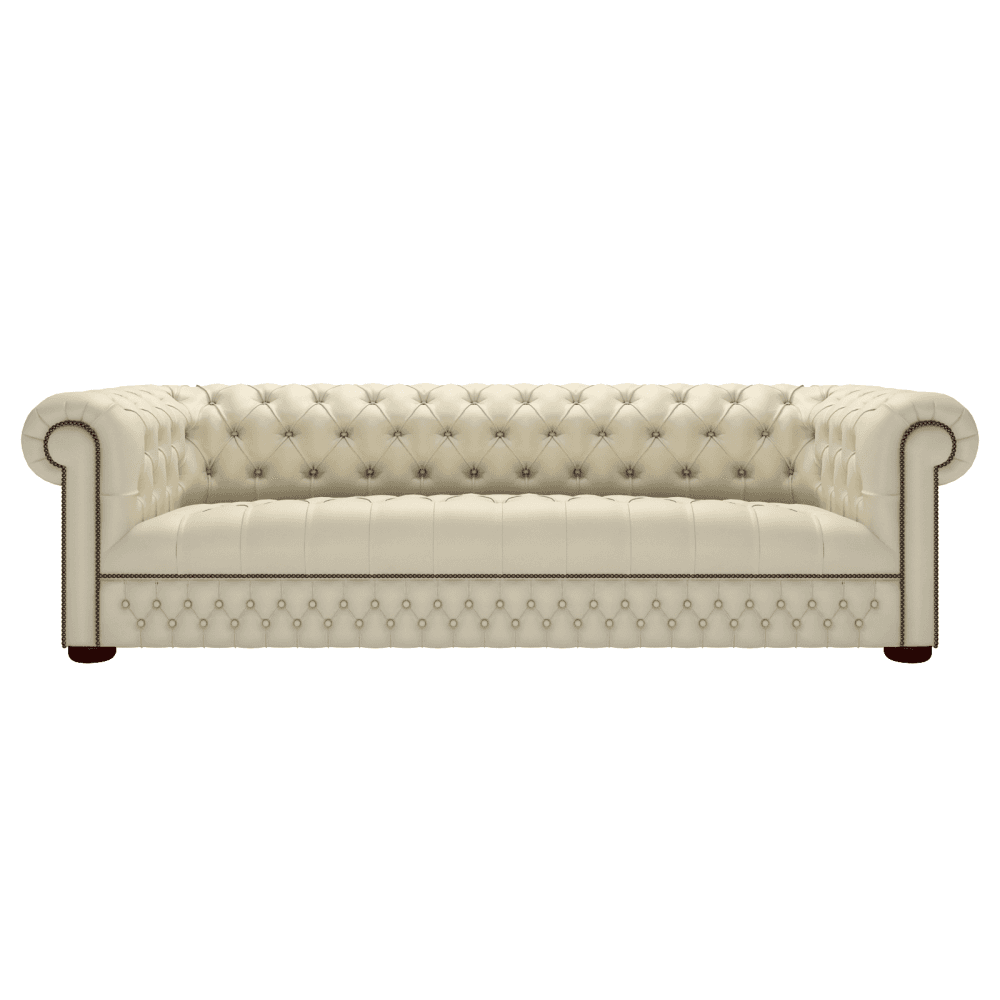 Sofa by Saxon - Heritage Stanhope 4 Seater Sofa - Handcrafted Leather – Birch Ivory - EB London