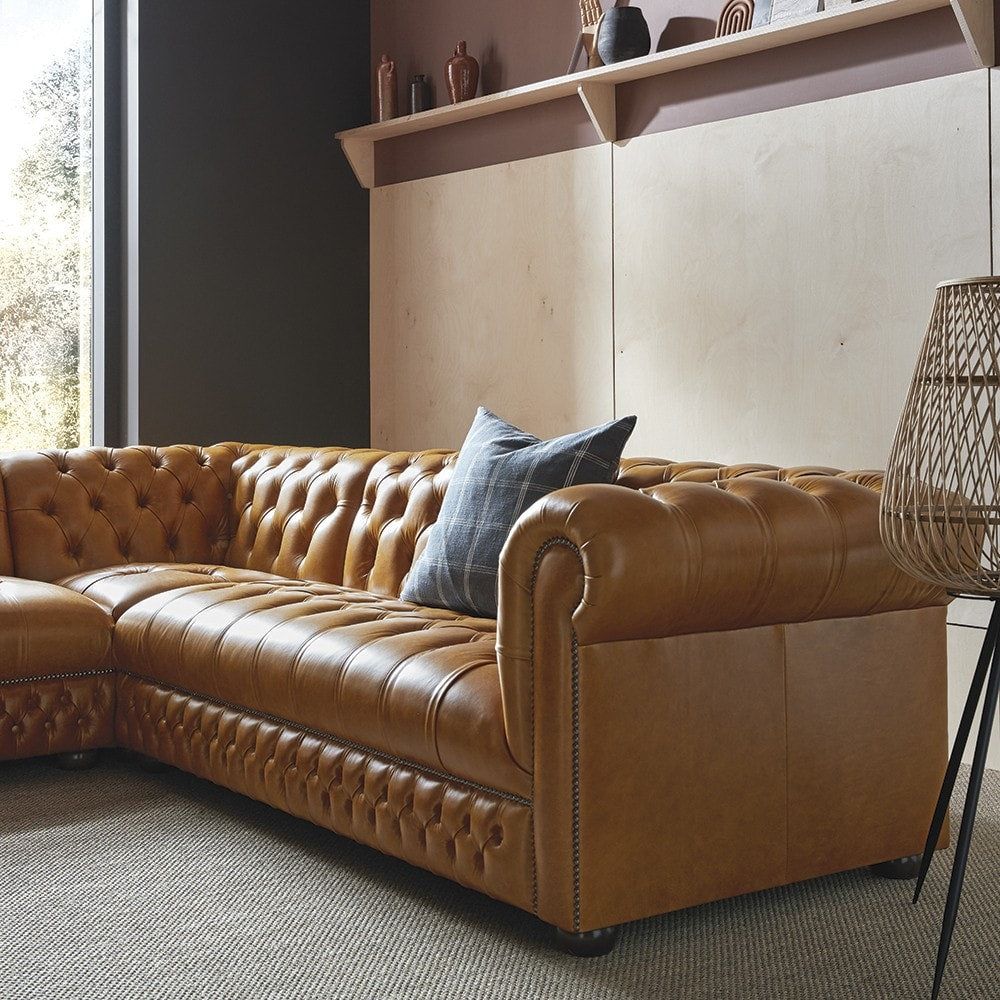 Sofa by Saxon - Stanhope Corner Unit 1X3 - Hand-Burnished Leather - EB London