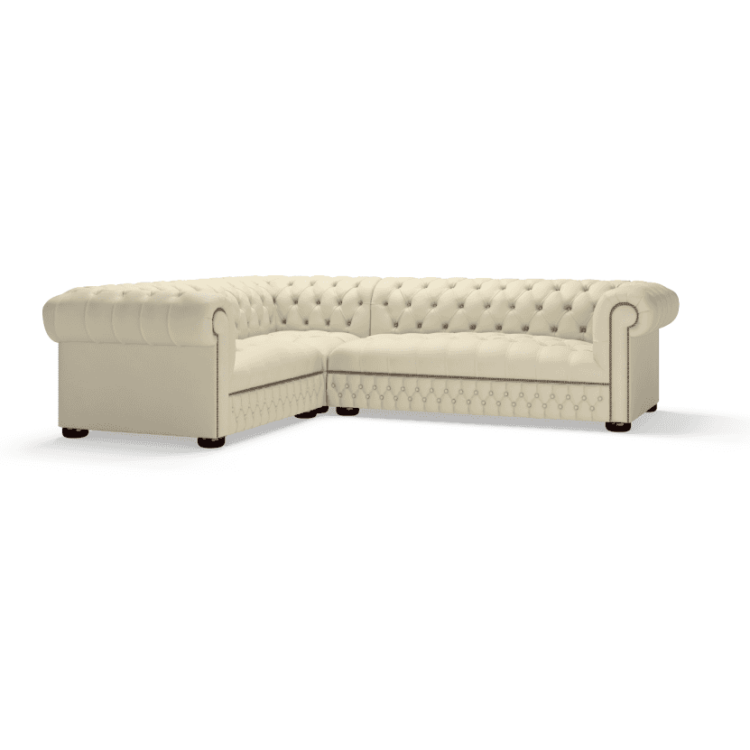 Sofa by Saxon - Stanhope Corner Unit 2X3 - Hand-Burnished Leather - Birch Ivory - EB London