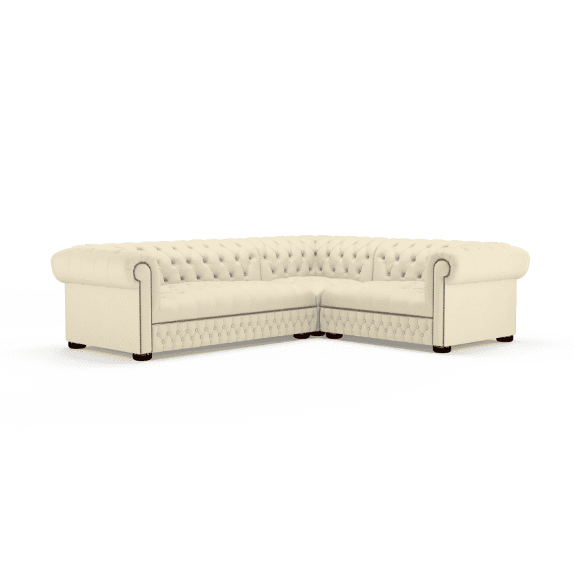 Sofa by Saxon - Stanhope Corner Unit 3X2 - Hand-Burnished Leather - Birch Ivory - EB London
