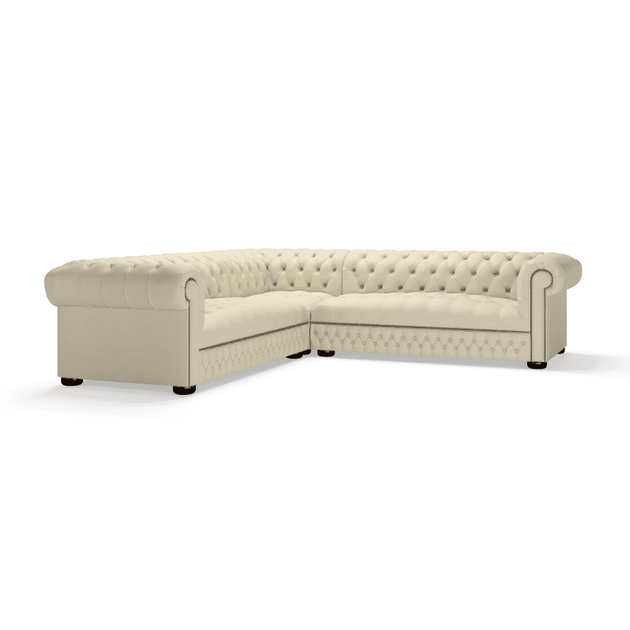 Sofa by Saxon - Stanhope Corner Unit 3X3 - Hand-Burnished Leather - Birch Ivory - EB London