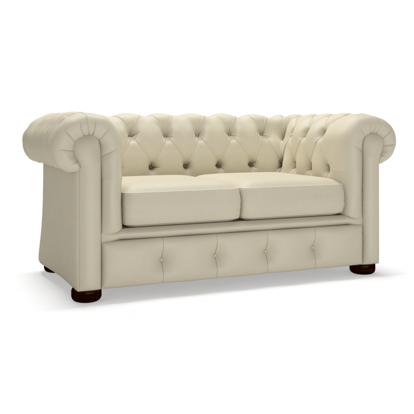 Sofa by Saxon - Winchester 2 Seater Sofa - Hand-Burnished Leather - Birch Ivory - EB London