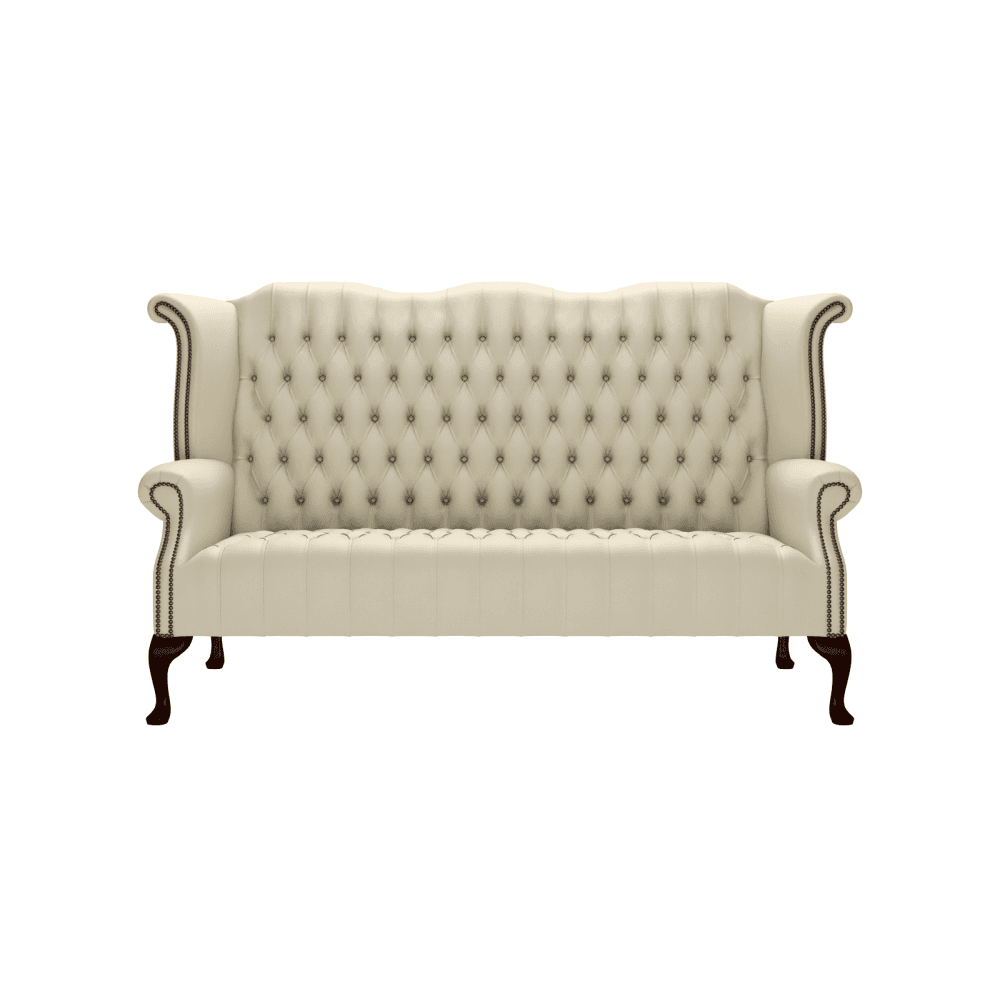 Sofa by Saxon - Woburn 3 Seater Sofa - Hand-Burnished Leather - Birch Ivory - EB London