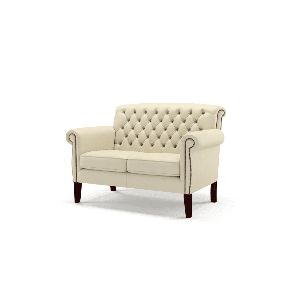 Sofa by Saxon - Bentley 2 Seater Sofa - Hand-Burnished Leather - Birch Ivory - EB London