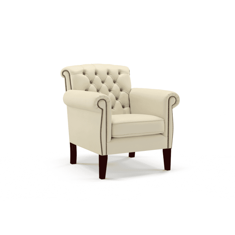 Sofa by Saxon - Bentley Chair - Hand-Burnished Leather - Birch Ivory - EB London