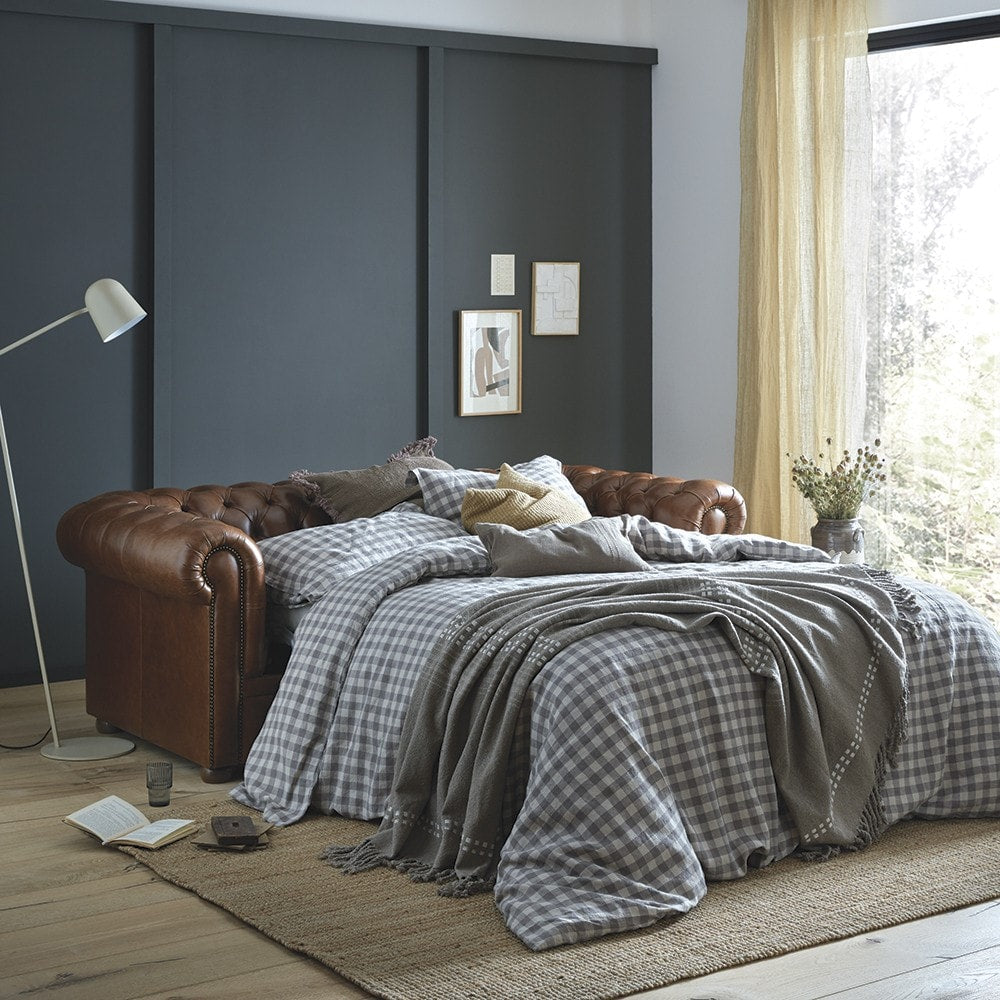 Sofa by Saxon - Chesterfield 2 Seater Sofa Bed - Hand-Burnished Leather - EB London