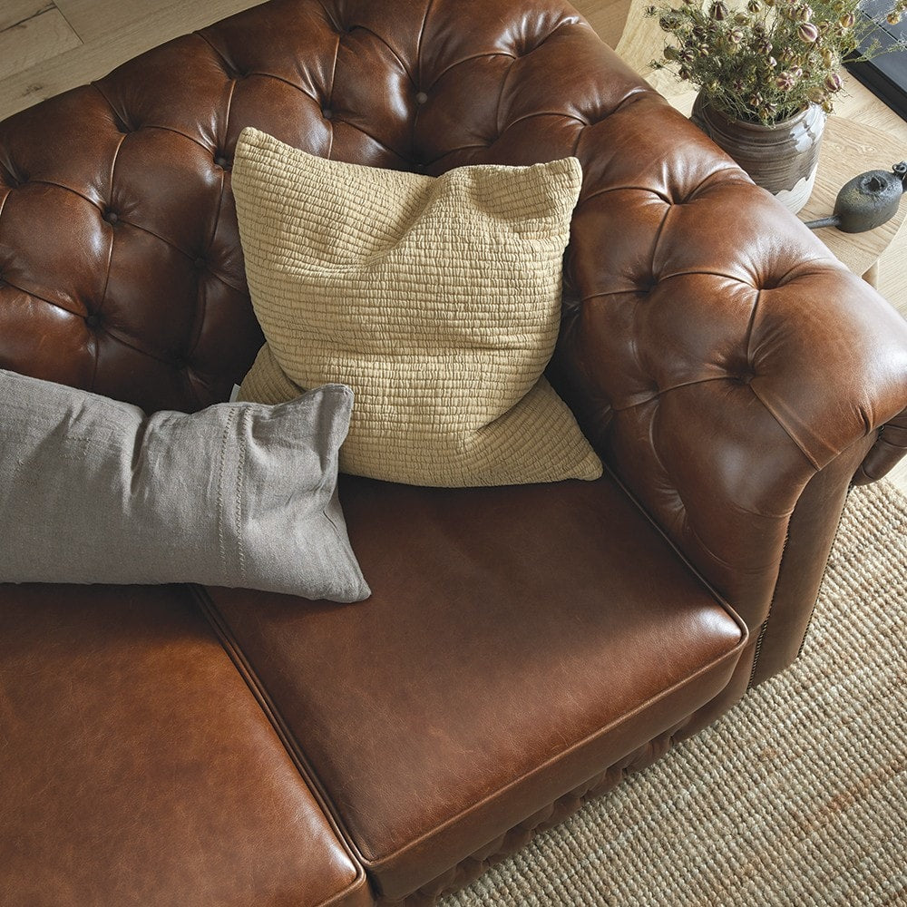 Sofa by Saxon - Chesterfield 2 Seater Sofa Bed - Hand-Burnished Leather - EB London
