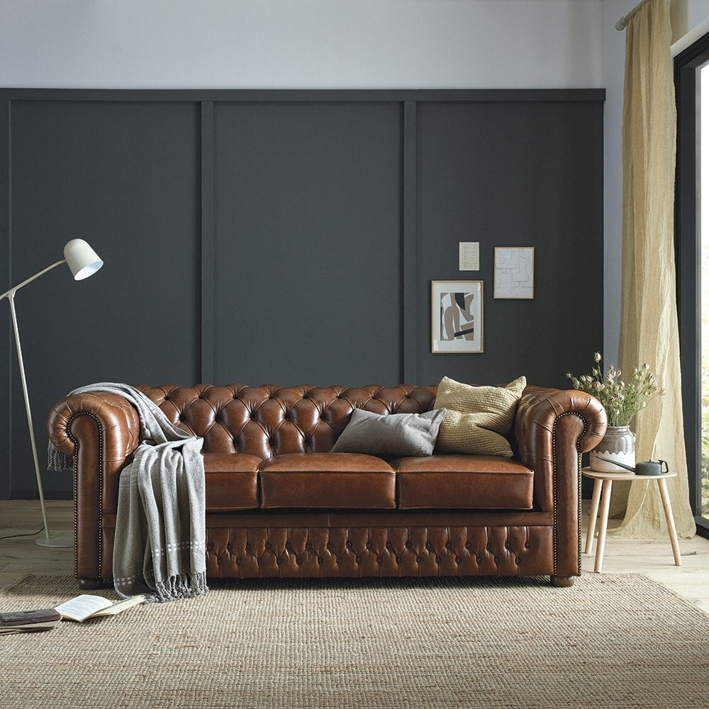 Sofa by Saxon - Chesterfield 3 Seater Sofa Bed - Hand-Burnished Leather - EB London