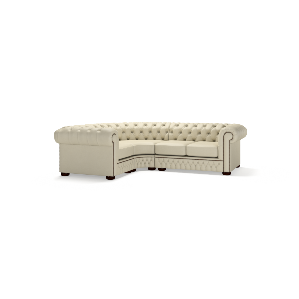 Sofa by Saxon - Chesterfield Corner Unit 1x2 - Hand-Burnished Leather - Birch Ivory - EB London
