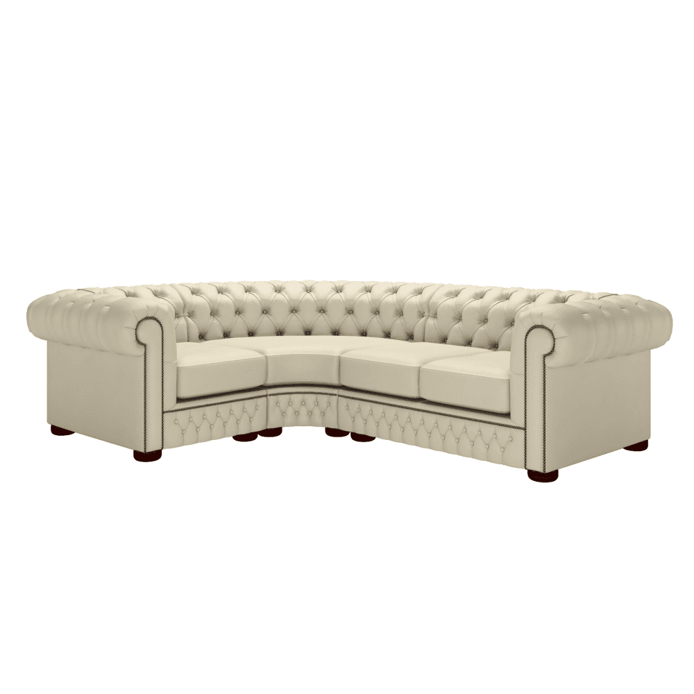 Sofa by Saxon - Chesterfield Corner Unit 1x2 - Hand-Burnished Leather - Birch Ivory - EB London