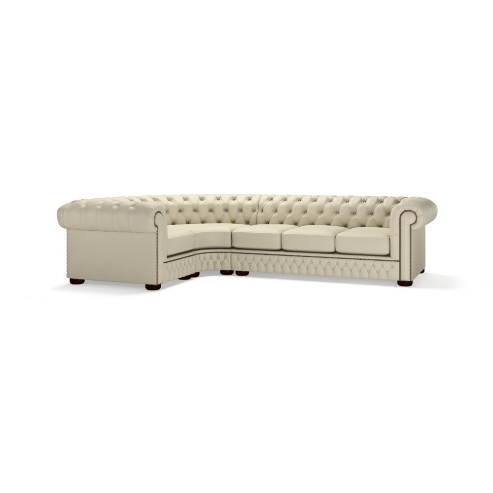 Sofa by Saxon - Chesterfield Corner Unit 1x3 - Hand-Burnished Leather - Birch Ivory - EB London