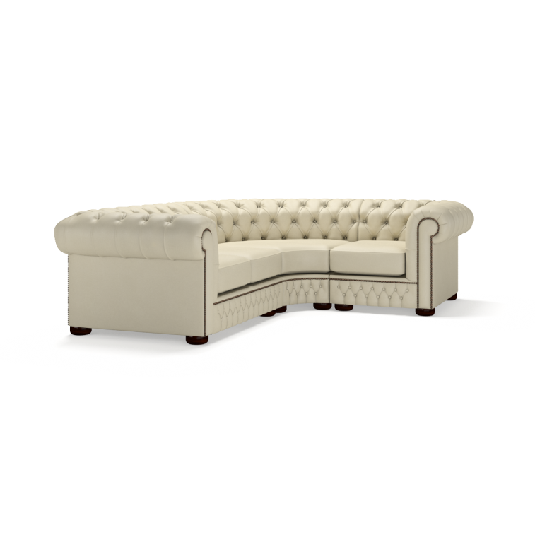 Sofa by Saxon - Chesterfield Corner Unit 2x1 - Hand-Burnished Leather - Birch Ivory - EB London