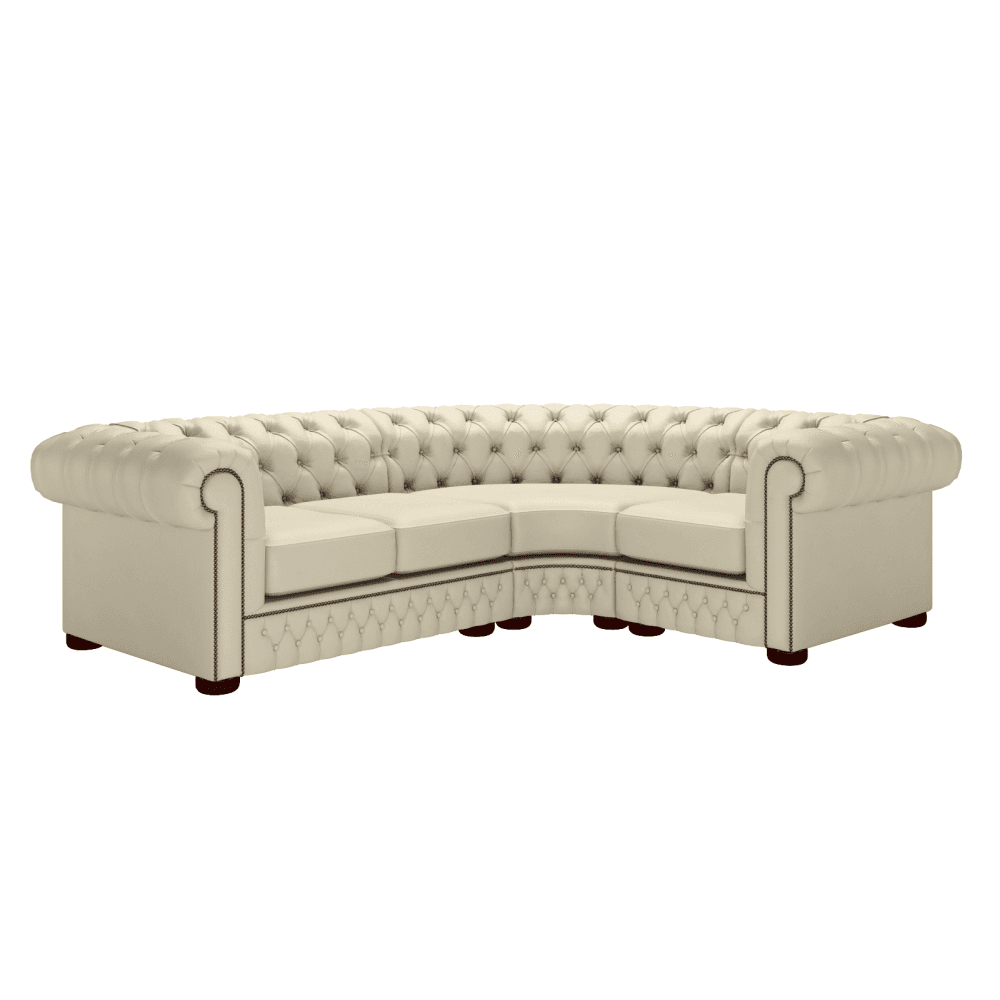 Sofa by Saxon - Chesterfield Corner Unit 2x1 - Hand-Burnished Leather - Birch Ivory - EB London
