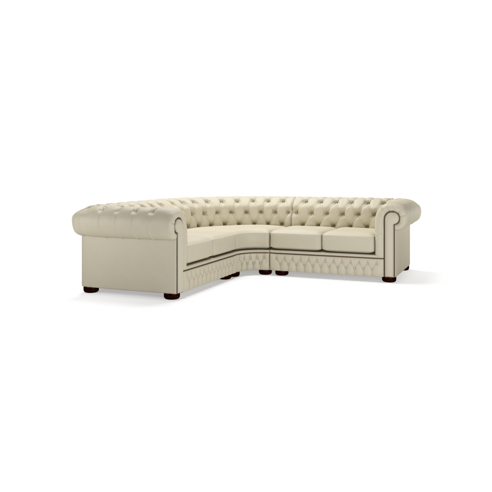 Sofa by Saxon - Chesterfield Corner Unit 2x2 - Hand-Burnished Leather - Birch Ivory - EB London