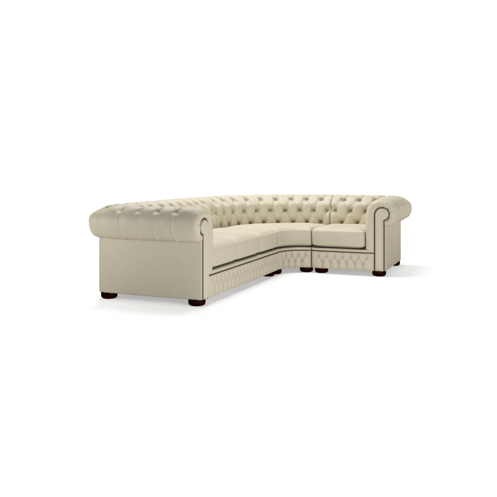 Sofa by Saxon - Chesterfield Corner Unit 3x1 - Hand-Burnished Leather - Birch Ivory - EB London
