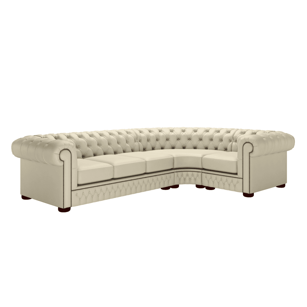 Sofa by Saxon - Chesterfield Corner Unit 3x1 - Hand-Burnished Leather - Birch Ivory - EB London