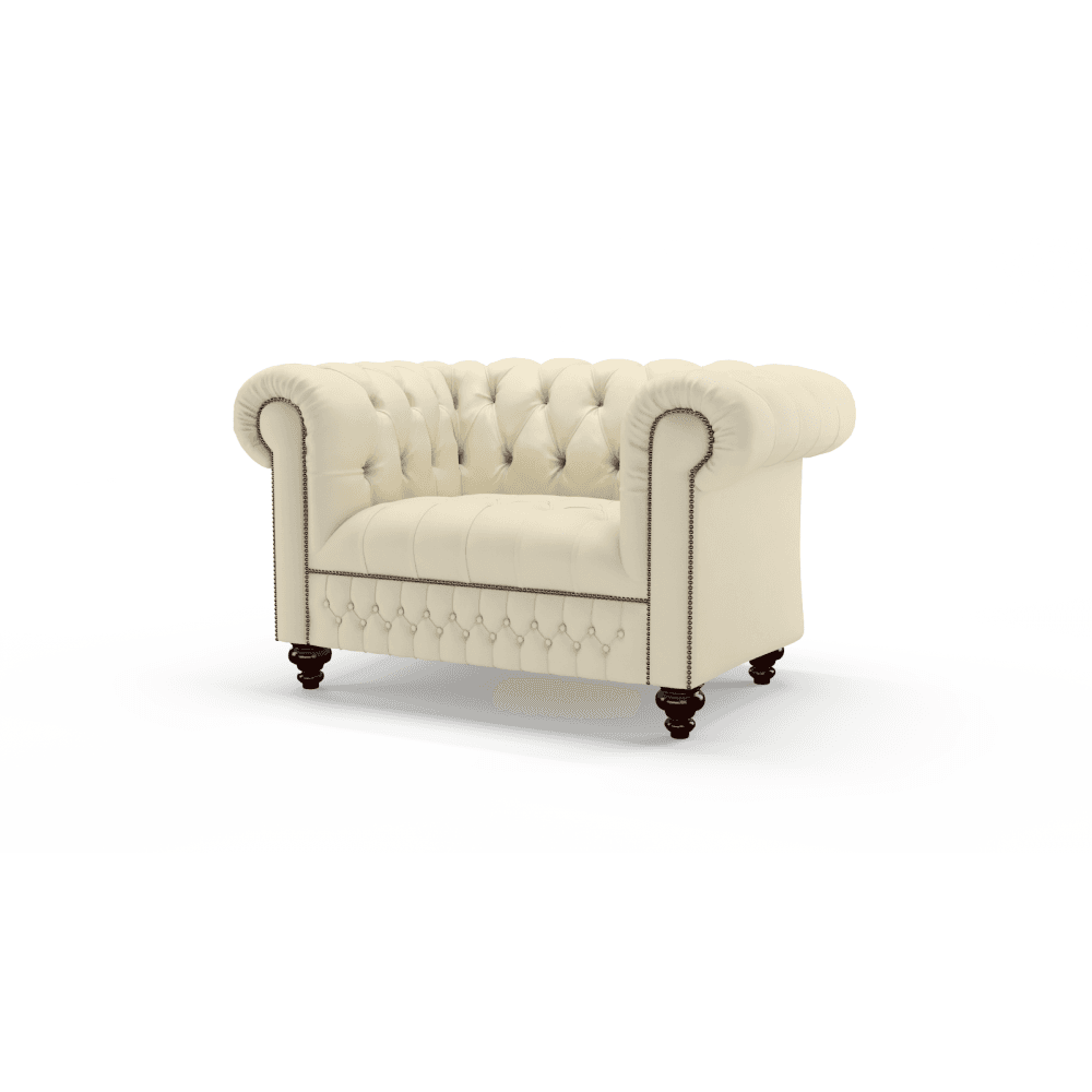 Sofa by Saxon - Clarendon 1.5 Seater Sofa - Hand-Burnished Leather - Birch Ivory - EB London