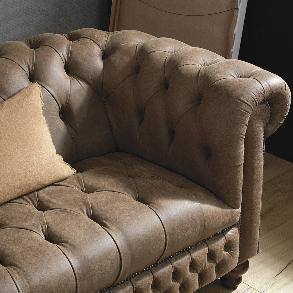 Sofa by Saxon - Clarendon 1.5 Seater Sofa - Hand-Burnished Leather - EB London