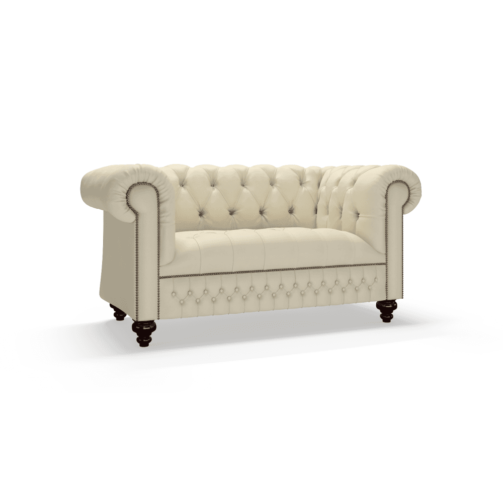 Sofa by Saxon - Clarendon 2 Seater Sofa - Hand-Burnished Leather - Birch Ivory - EB London