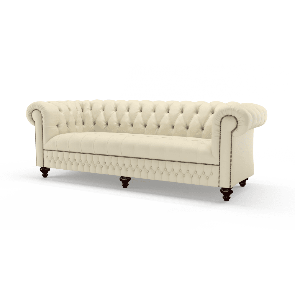 Sofa by Saxon - Clarendon 4 Seater Sofa - Hand-Burnished Leather - Birch Ivory - EB London