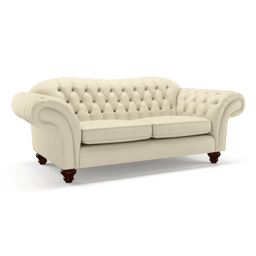 Sofa by Saxon - Claridge 3 Seater Sofa - Hand-Burnished Leather - Birch Ivory - EB London