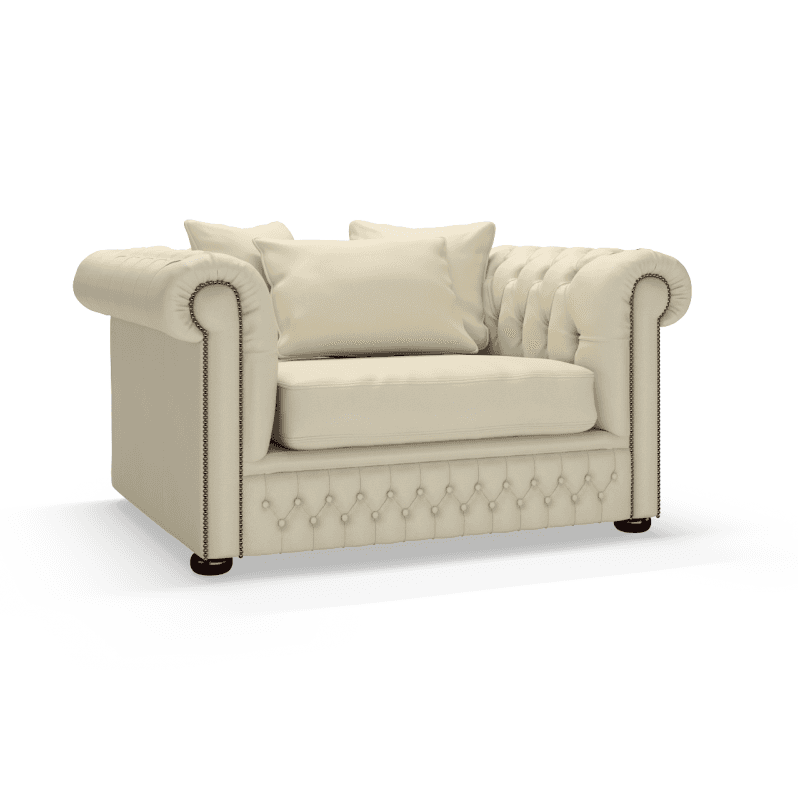 Sofa by Saxon - Hampstead 1.5 Seater Sofa - Hand-Burnished Leather - Birch Ivory - EB London