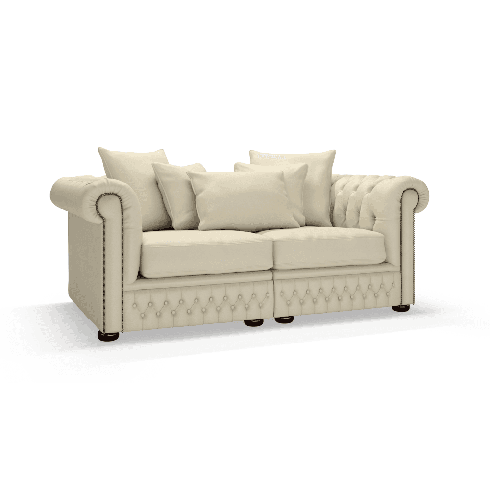 Sofa by Saxon - Hampstead 2 Seater Sofa - Hand-Burnished Leather - Birch Ivory - EB London