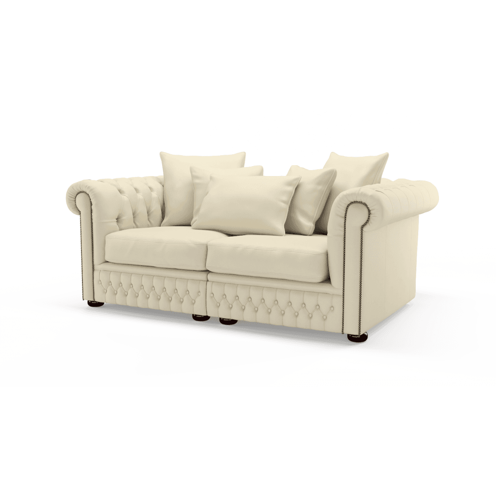 Sofa by Saxon - Hampstead 2 Seater Sofa - Hand-Burnished Leather - Birch Ivory - EB London