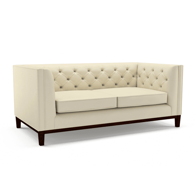 Sofa by Saxon - Sloane 2 Seater Sofa - Hand-Burnished Leather - Birch Ivory - EB London