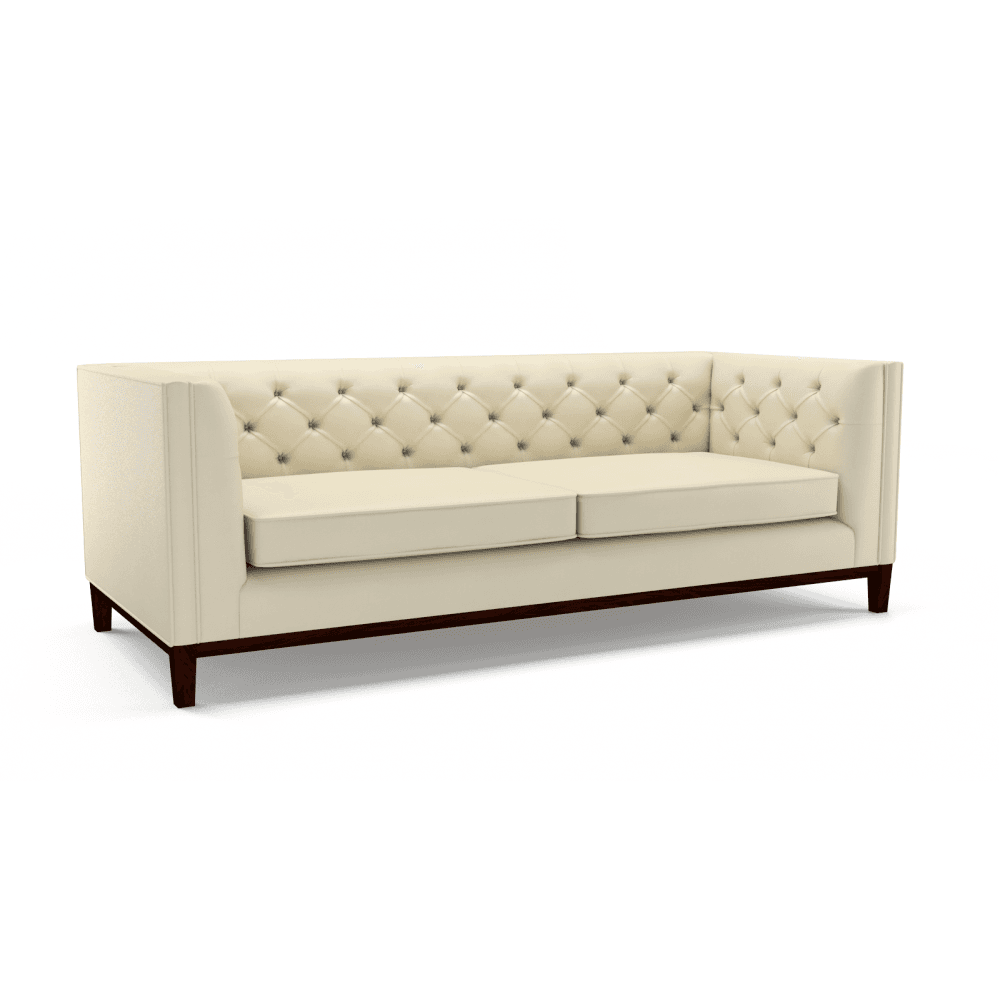 Sofa by Saxon - Sloane 3 Seater Sofa - Hand-Burnished Leather - Birch Ivory - EB London