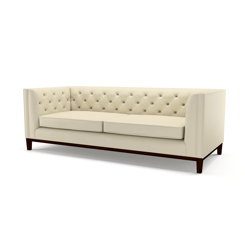 Sofa by Saxon - Sloane 3 Seater Sofa - Hand-Burnished Leather - Birch Ivory - EB London