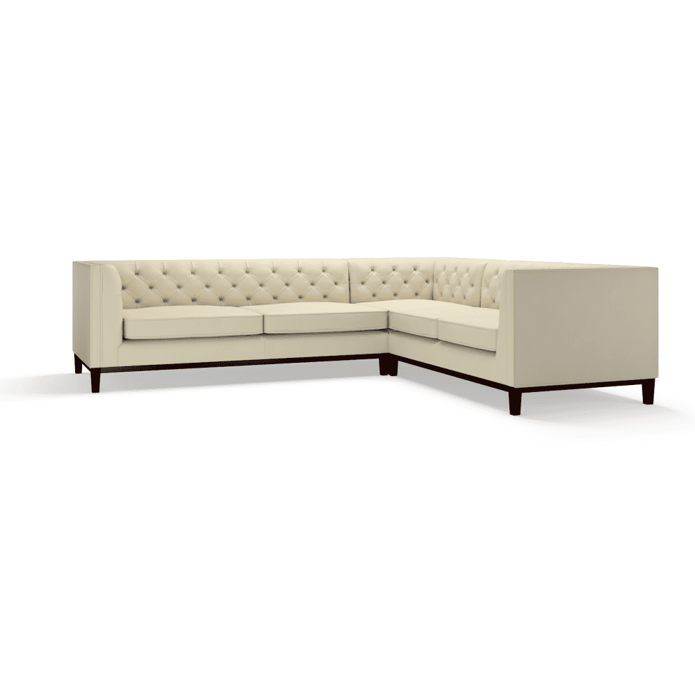 Sofa by Saxon - Sloane Corner Unit 3X2 - Hand-Burnished Leather - Birch Ivory - EB London