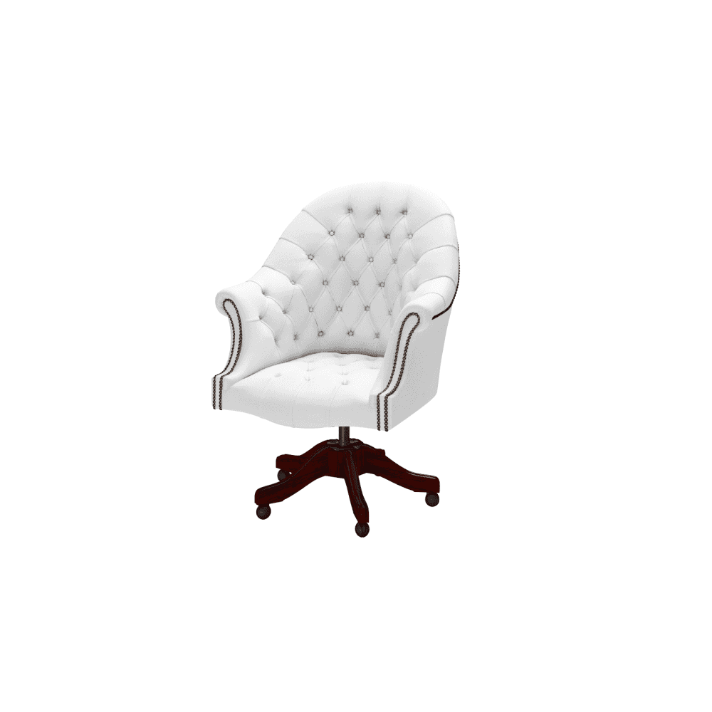Sofa by Saxon - Director's Swivel Chair - Hand-Burnished Leather - Birch White - EB London