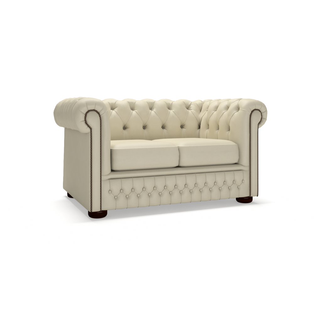 Sofa by Saxon - Ellington 2 Seater Sofa Bed - Hand-Burnished Leather - Birch Ivory - EB London