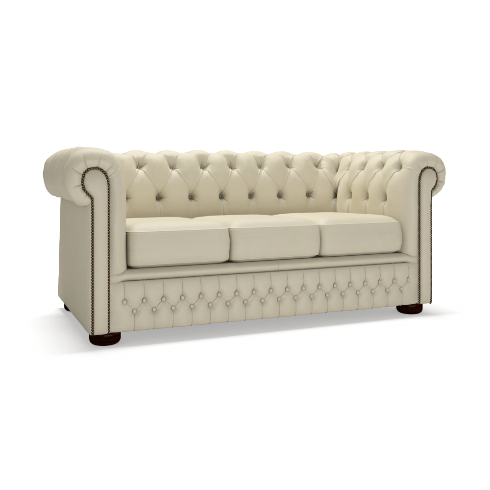 Sofa by Saxon - Ellington 3 Seater Sofa Bed - Hand-Burnished Leather - Birch Ivory - EB London