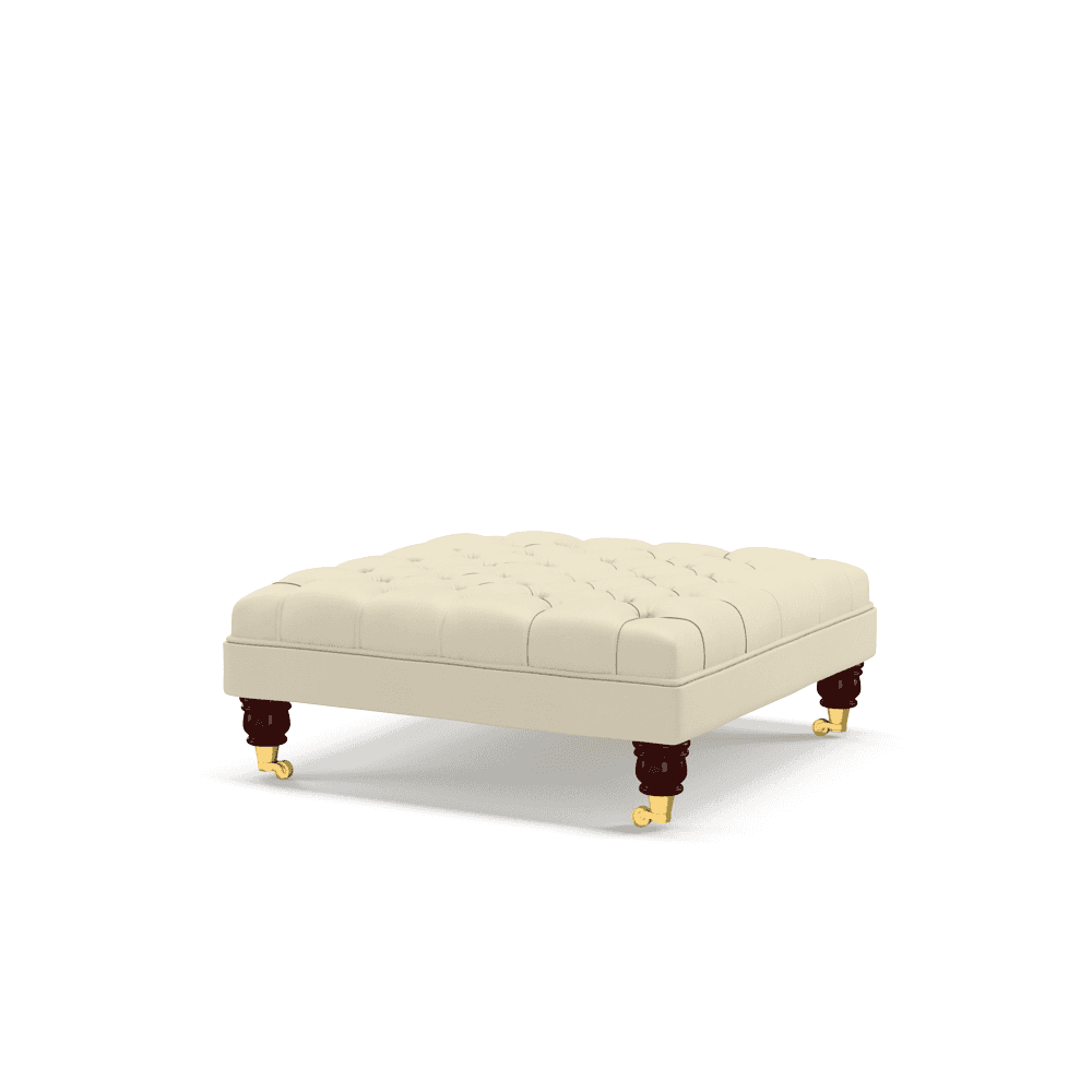 Sofa by Saxon - Finsbury Footstool - Hand-Burnished Leather - Birch Ivory - EB London