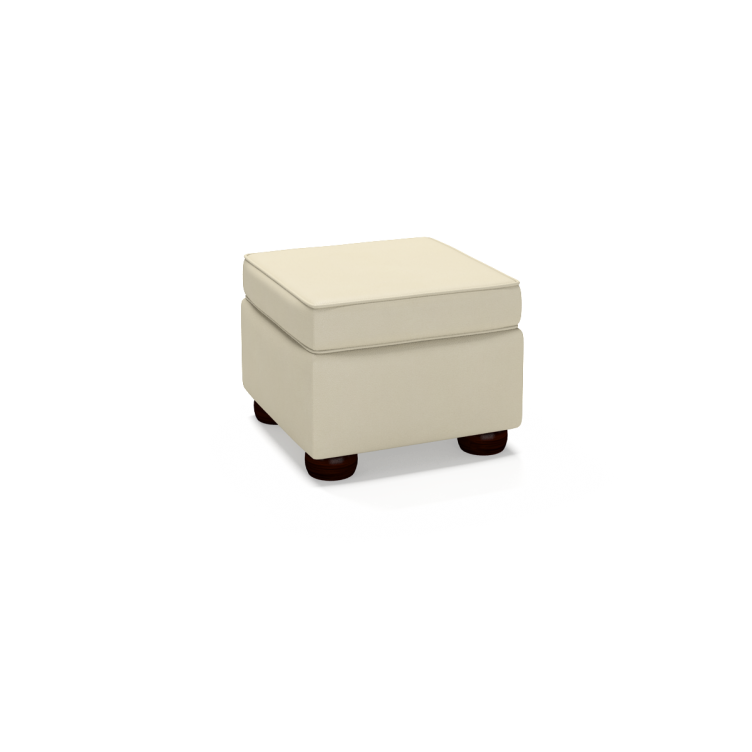Sofa by Saxon - Plain Pouffe Box - Hand-Burnished Leather - Birch Ivory - EB London