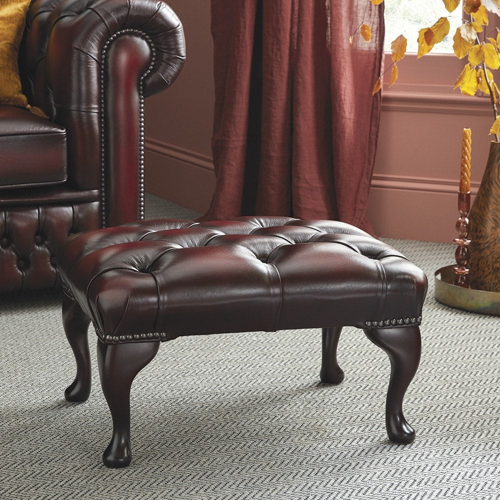 Sofa by Saxon - Queen Anne Footstool - Hand-Burnished Leather - EB London