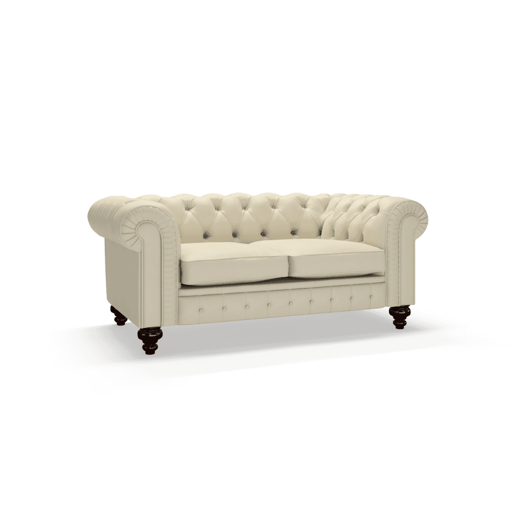 Sofa by Saxon - Stamford 2 Seater Sofa - Hand-Burnished Leather - Birch Ivory - EB London