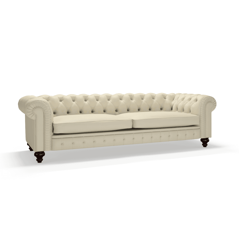 Sofa by Saxon - Stamford 4 Seater Sofa - Hand-Burnished Leather - Birch Ivory - EB London