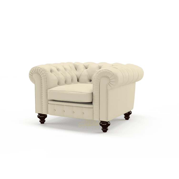 Sofa by Saxon - Stamford Chair - Hand-Burnished Leather - Birch Ivory - EB London